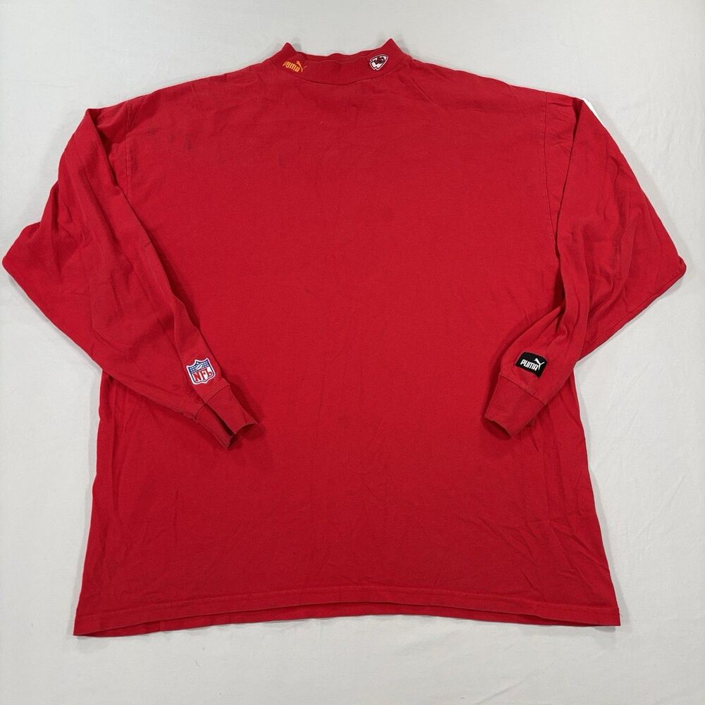 Vintage 90s Puma Kansas City Chiefs NFL Football Mock Neck Long Sleeve Mens XL
